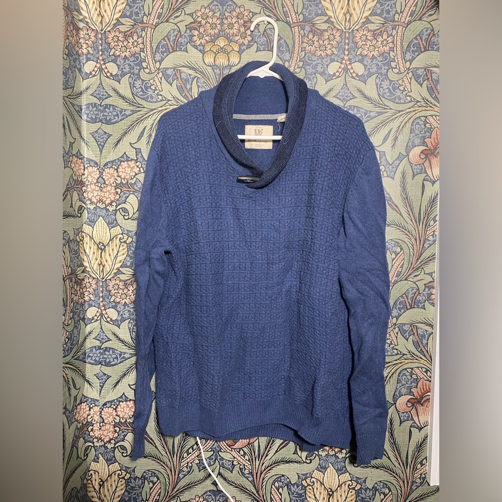 Weatherproof vintage large cowl neck men’s blue sweater
